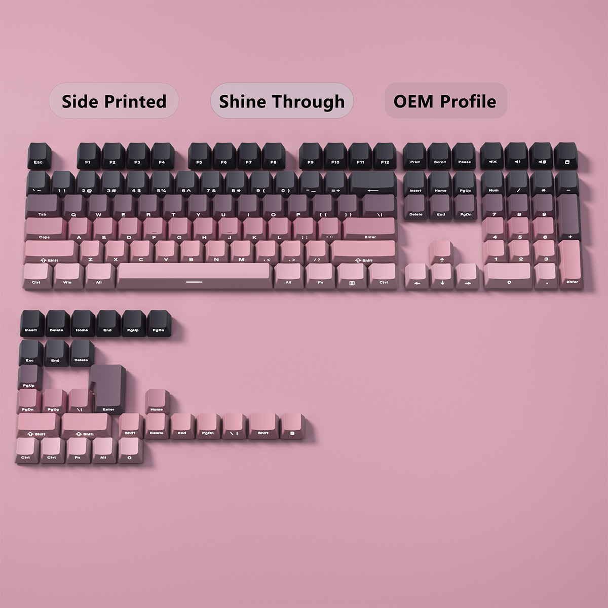 Gradient Keycaps Side Printed  - Gaming Keyboard Typewriter recension och pris