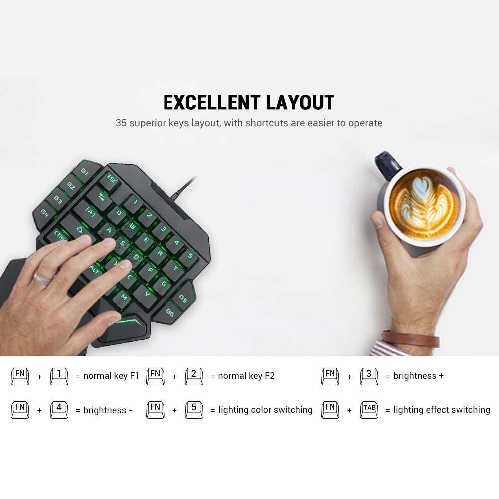 Blacklight Keyboard Onehanded  - Gaming Keyboard Half recension och pris