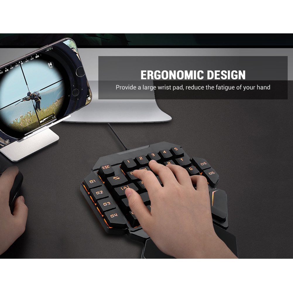 Blacklight Keyboard Onehanded  - Gaming Keyboard Half recension och pris
